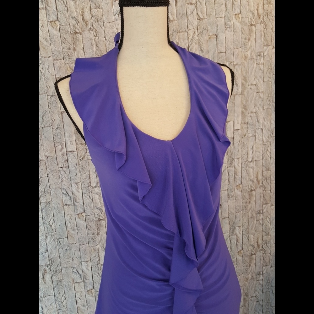 Cato Purple Halter Top With Ruffle - Picture 2 of 6